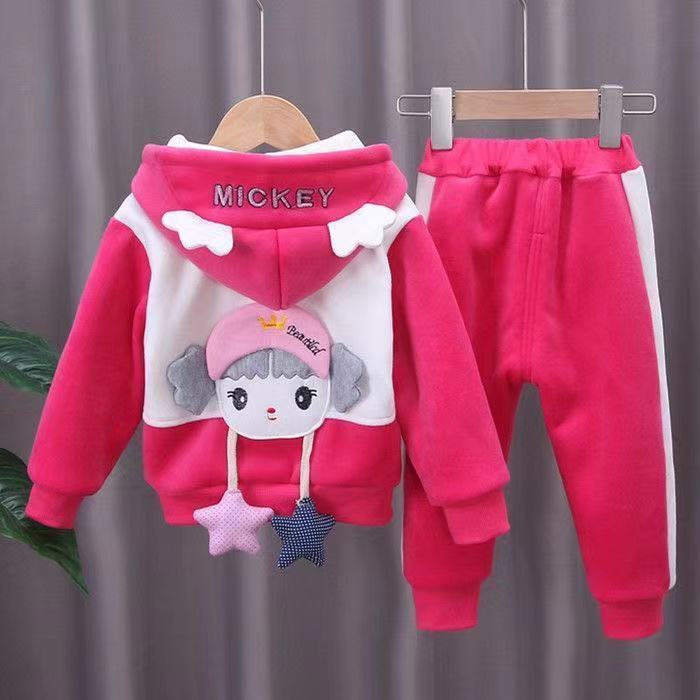 Sweet & Cute Winter 2-Piece Girls' Pants Suit, Ages 2-5 | Color: Rose | Image 1