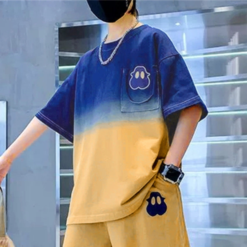 Casual Sporty Summer 2-Piece Boys' Pants Suit, Ages 4-14 | Color: Orange | Image 2