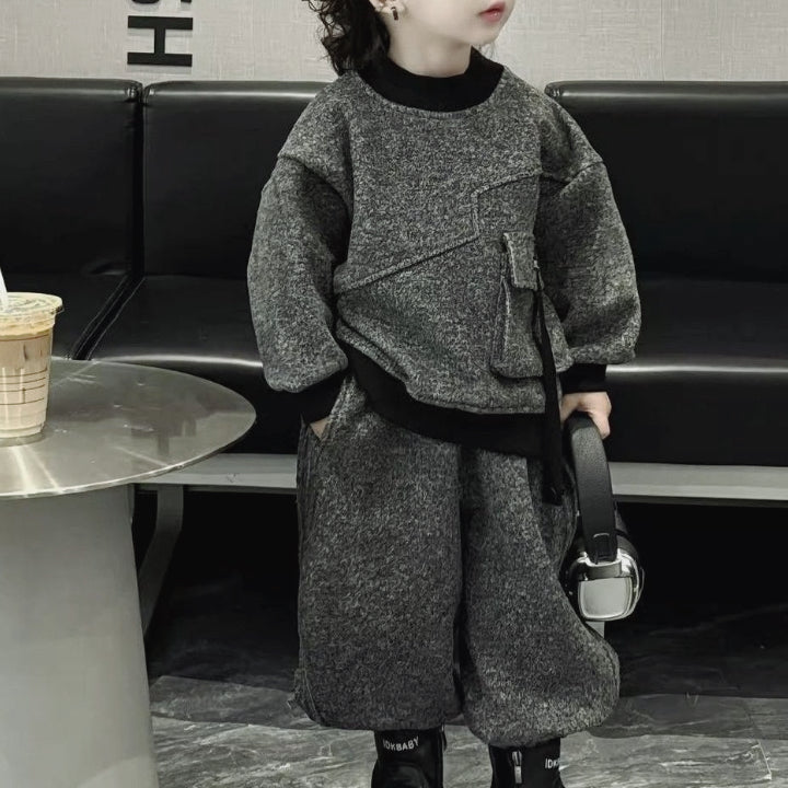 Casual Sporty Autumn 2-Piece Boys' Pants Suit, Ages 2-9 | Color: Grey | Image 1