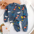 Minimalist Autumn 2-Piece Unisex Kids' Pajama Set, Ages 2-9 | Color: Blue | Image 1