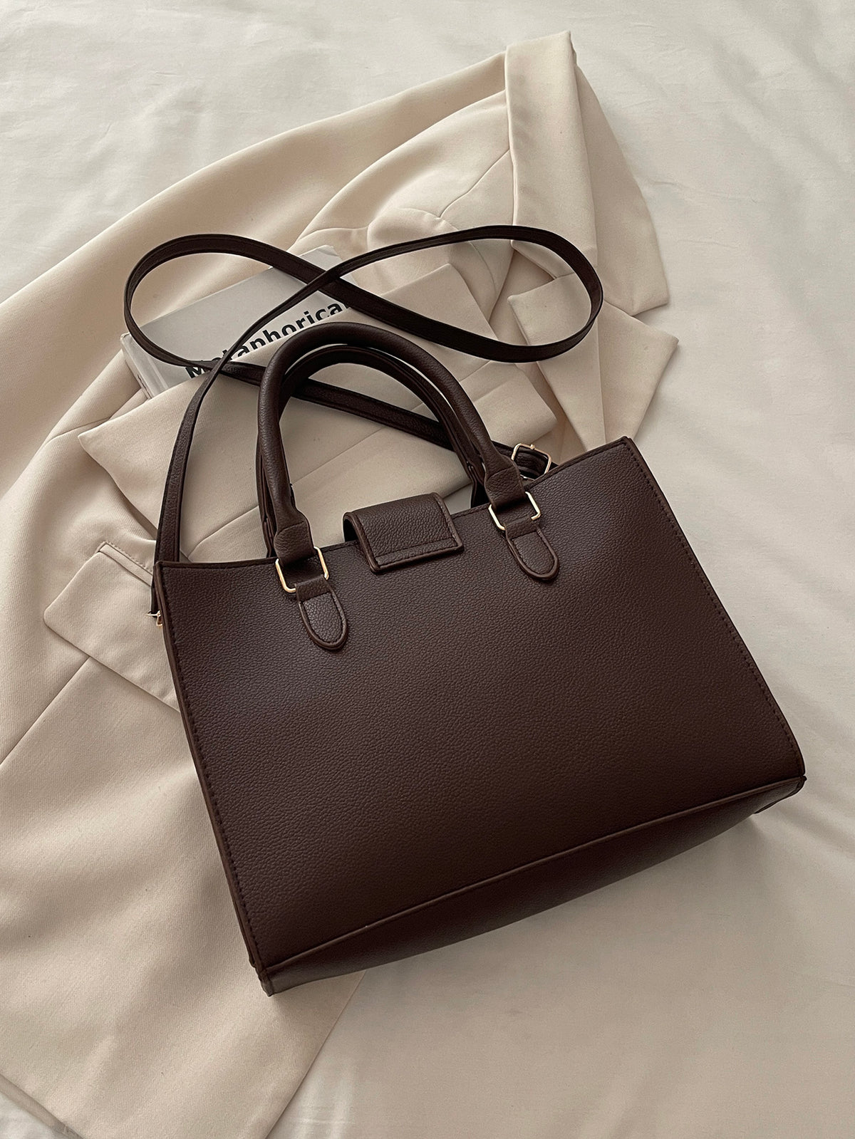 Modern Chic All-Season PU/Artificial Leather/Microfiber Leather Women's Handbags Tote Bags | Color: Coffee | Image 3