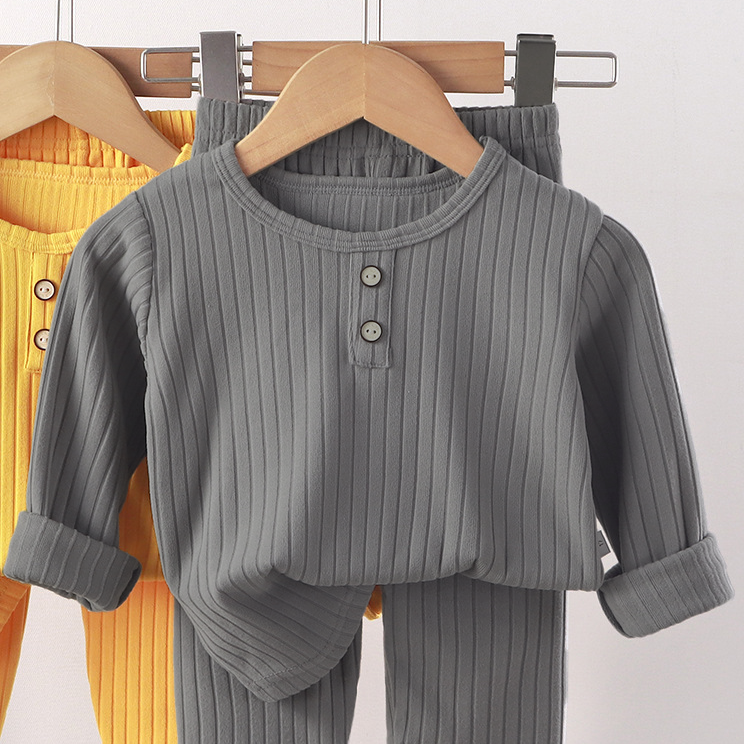 Minimalist Winter 2-Piece Unisex Kids' Pajama Set, Ages 2-9 | Color: Grey | Image 3