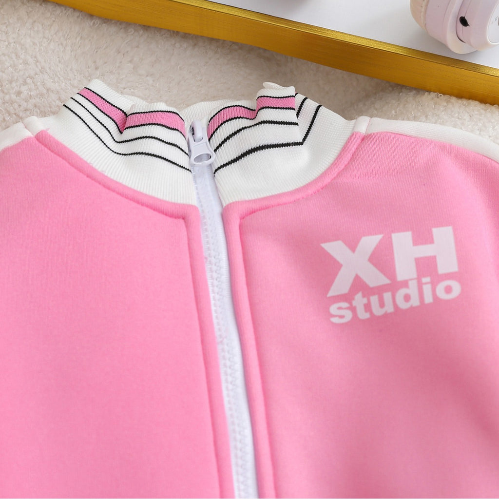 Sweet & Cute Autumn 2-Piece Girls' Pants Suit, Ages 2-9 | Color: Pink | Image 3