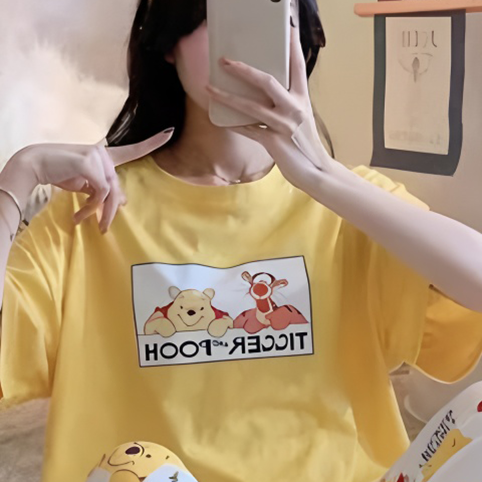 Modern Chic All-Season Sweet Feminine Summer 2 Pcs Women 's Short  Sleeve Sleep Set | Color: Style 1 | Image 2