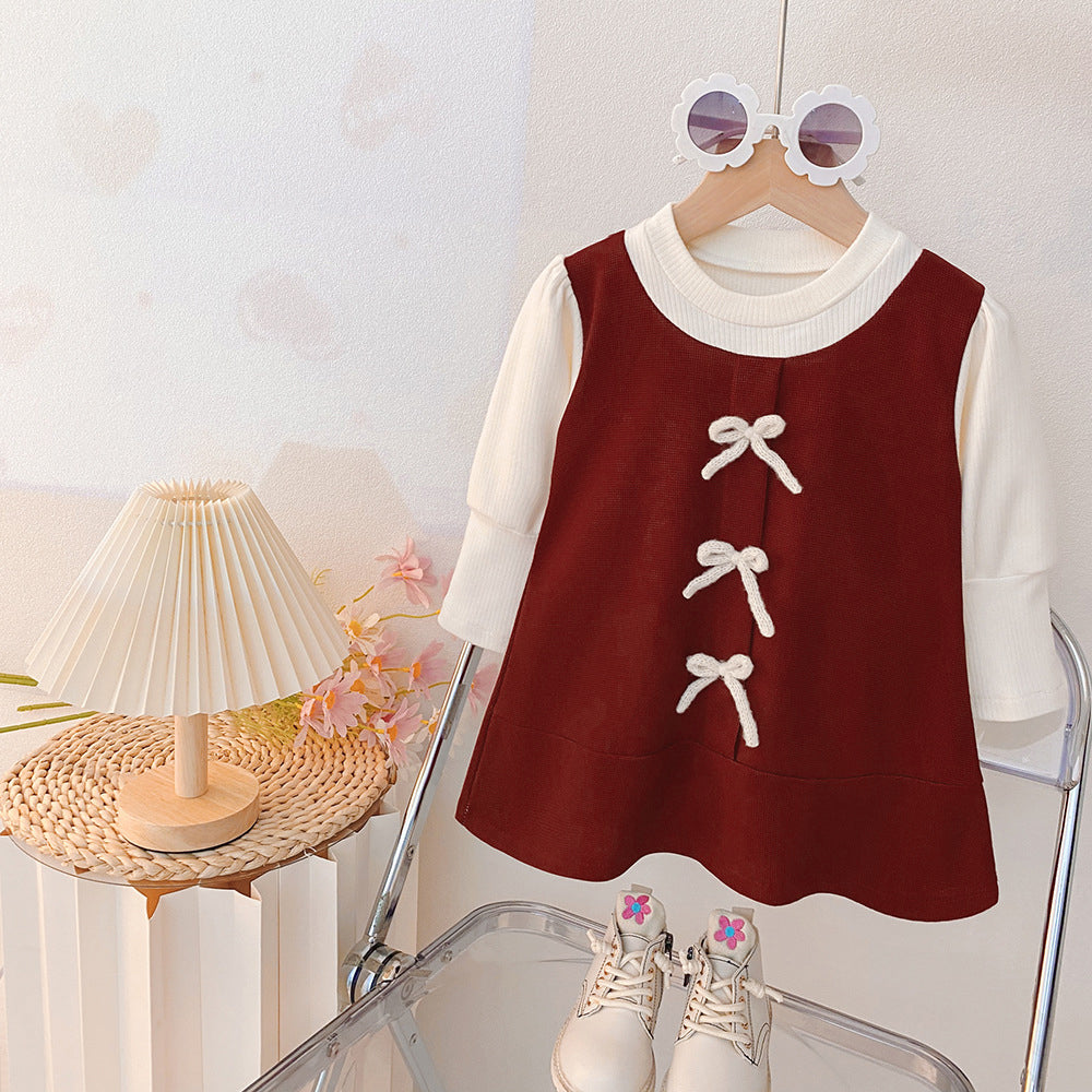 Sweet & Cute Autumn Baby Girls' Dress, Ages 9-24 Months | Color: Red | Image 1