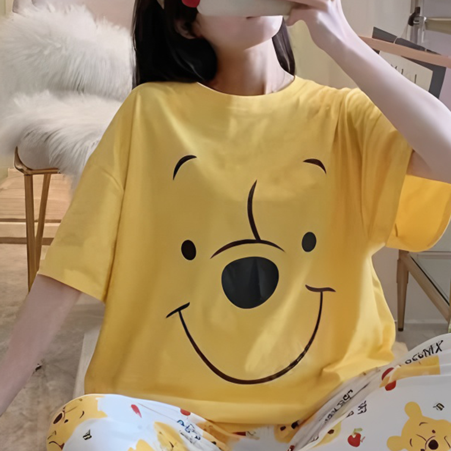 Modern Chic All-Season Sweet Feminine Summer 2 Pcs Women 's Short  Sleeve Sleep Set | Color: Style 2 | Image 2