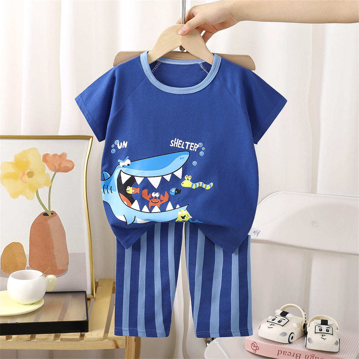 Casual Sporty Summer 2-Piece Unisex Kids' Pajama Set, Ages 2-9 | Color: Style 4 | Image 3