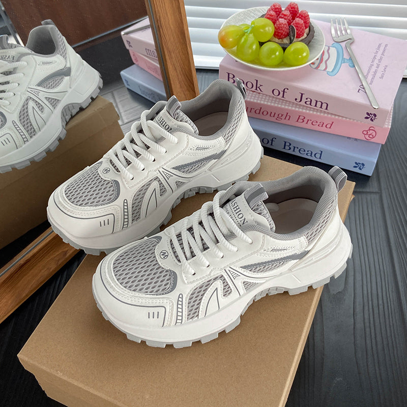 Modern Chic All-Season PU/Artificial Leather/Microfiber Leather, Net Women's Fashion Sneaker | Color: Grey | Image 2