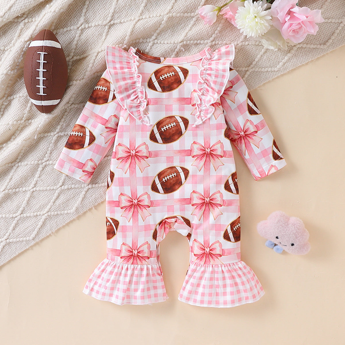 Sweet & Cute Autumn Baby Girls' Jumpsuit, Ages 0-6 Months | Color: Pink | Image 3