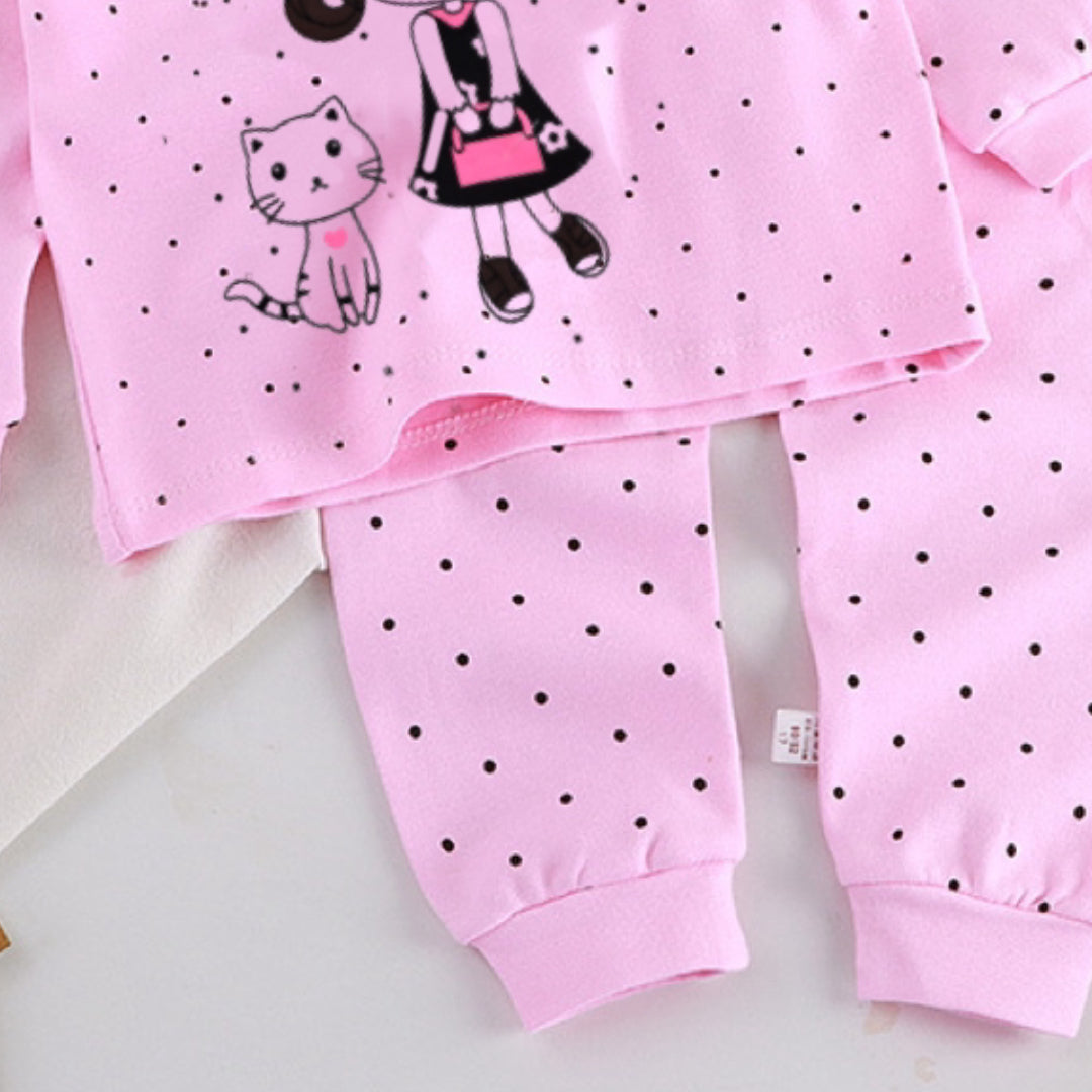 Minimalist Autumn 2-Piece Unisex Kids' Pajama Set, Ages 2-9 | Color: Pink | Image 3