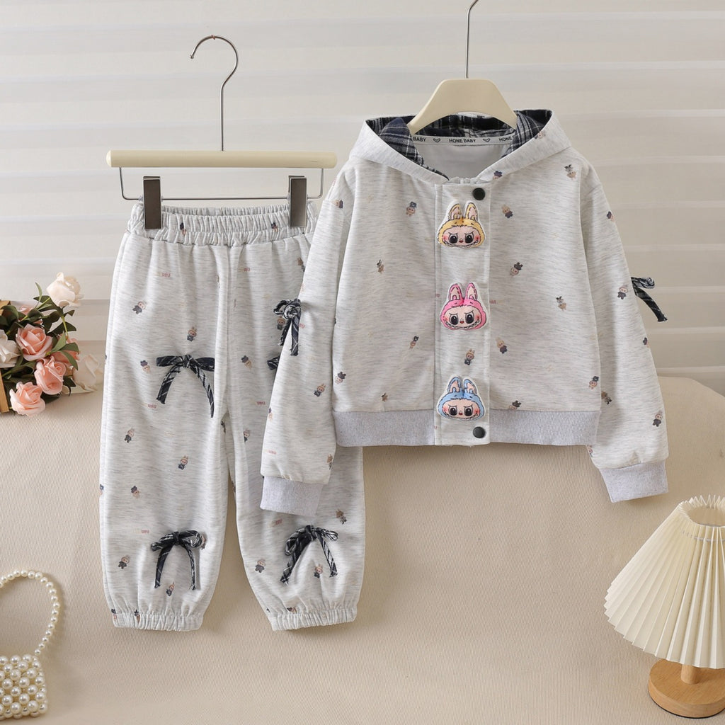 Modern Chic All-Season Casual Sporty Autumn 2-Piece Girls' Pants Suit, Ages 2-9 | Color: Grey | Image 1