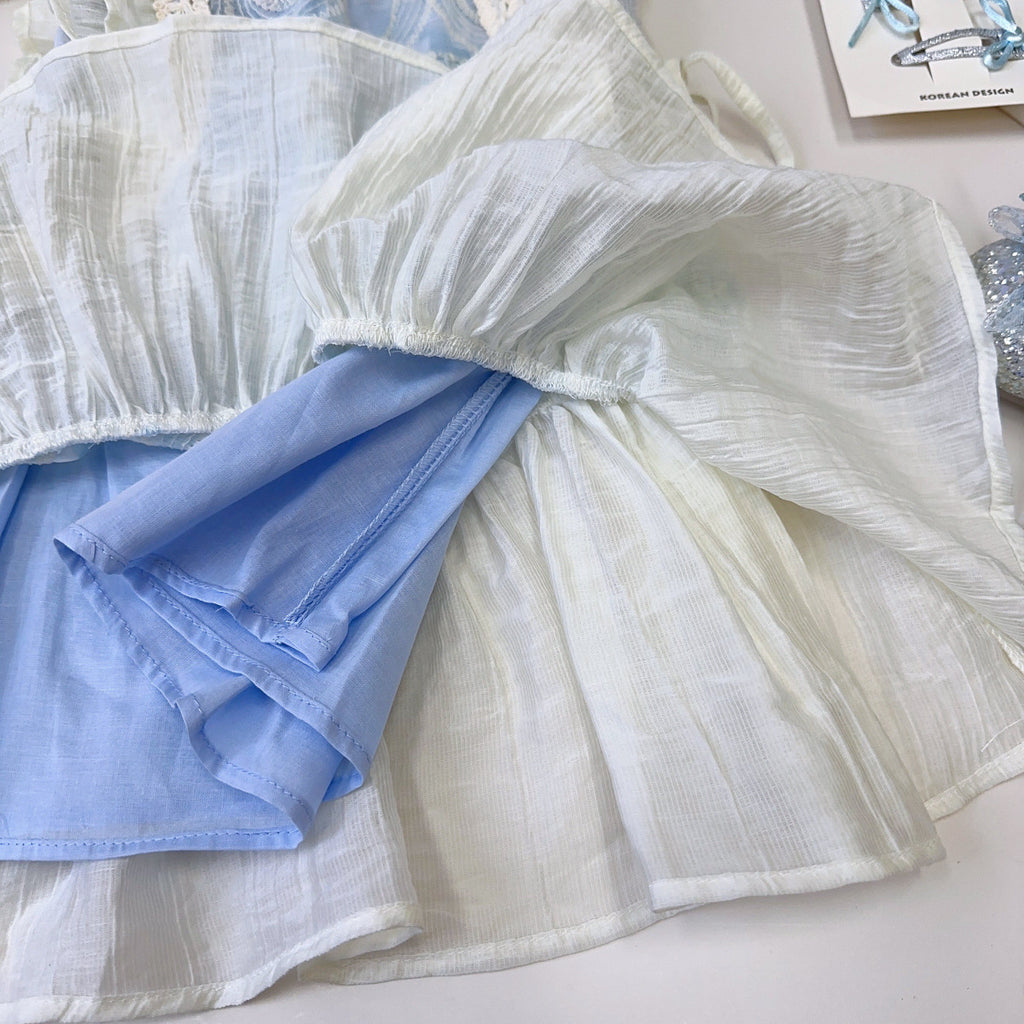 Casual Sporty Summer Girls' A-Line Dress, Ages 2-7 | Color: Blue | Image 2
