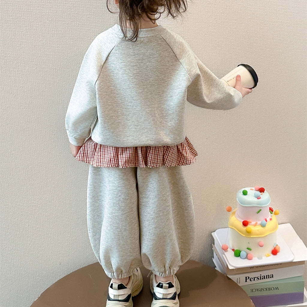 Casual Sporty Autumn 2-Piece Girls' Pants Suit, Ages 2-9 | Color: Grey | Image 3