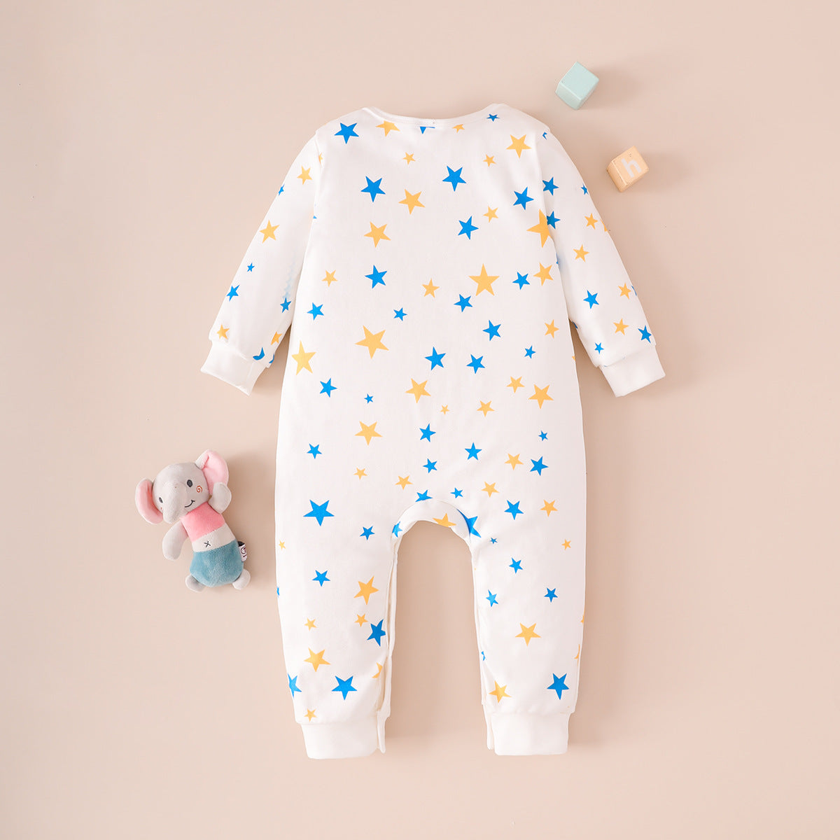 Minimalist Autumn Unisex Baby Jumpsuit, Ages 0-12 Months | Color: White | Image 3