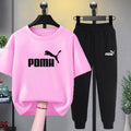 Modern Chic All-Season Minimalist Summer 2-Piece Girls' Pants Suit, Ages 4-14 | Color: Pink | Image 1