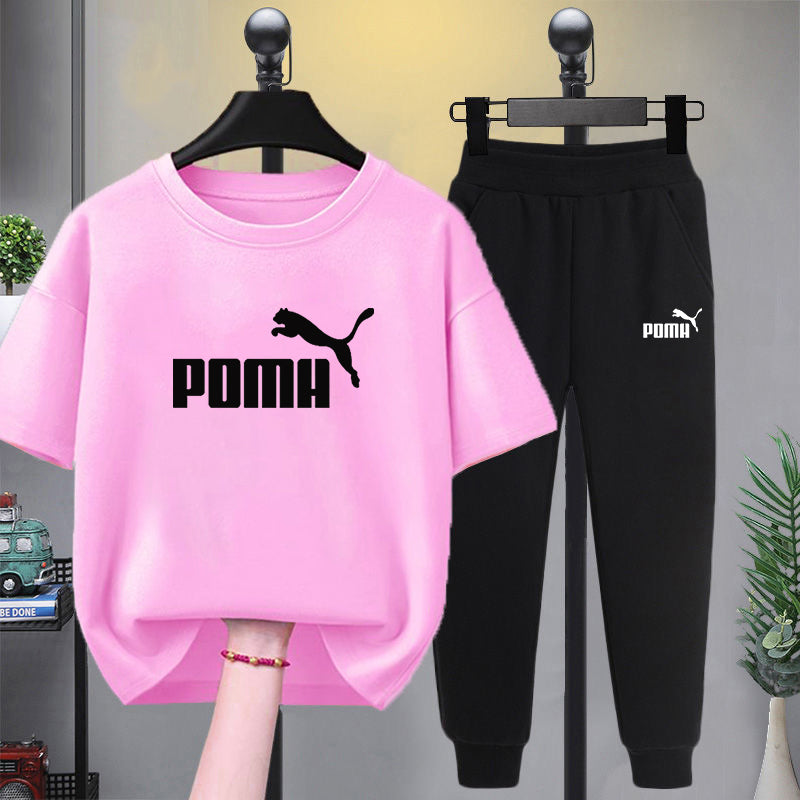 Modern Chic All-Season Minimalist Summer 2-Piece Girls' Pants Suit, Ages 4-14 | Color: Pink | Image 1