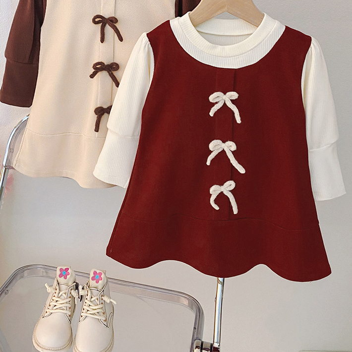 Sweet & Cute Autumn Baby Girls' Dress, Ages 9-24 Months | Color: Red | Image 2