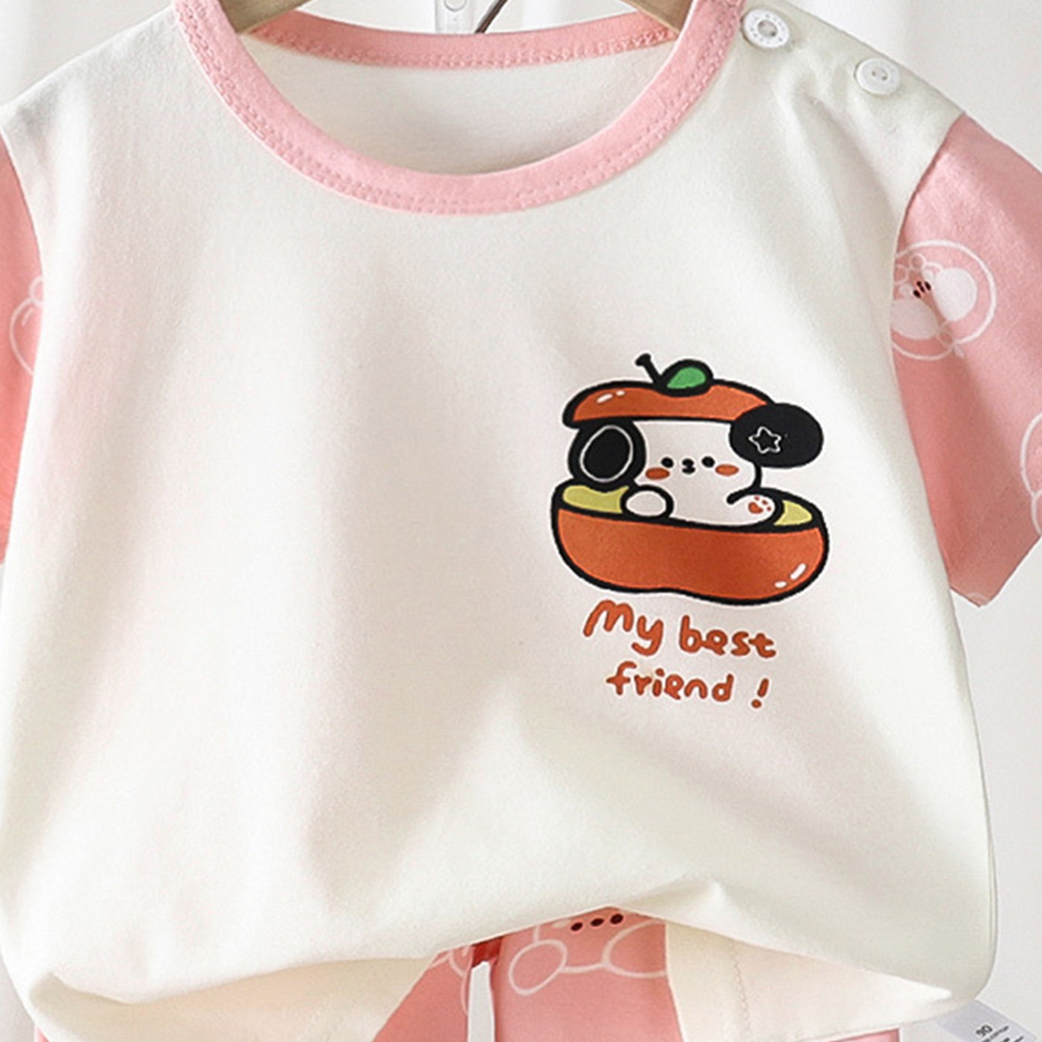 Casual Sporty Summer 2-Piece Unisex Kids' Pajama Set, Ages 2-9 | Color: Style 1 | Image 2