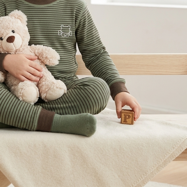 Minimalist Winter 2-Piece Boys' Pajama Set, Ages 2-9 | Color: Green | Image 2