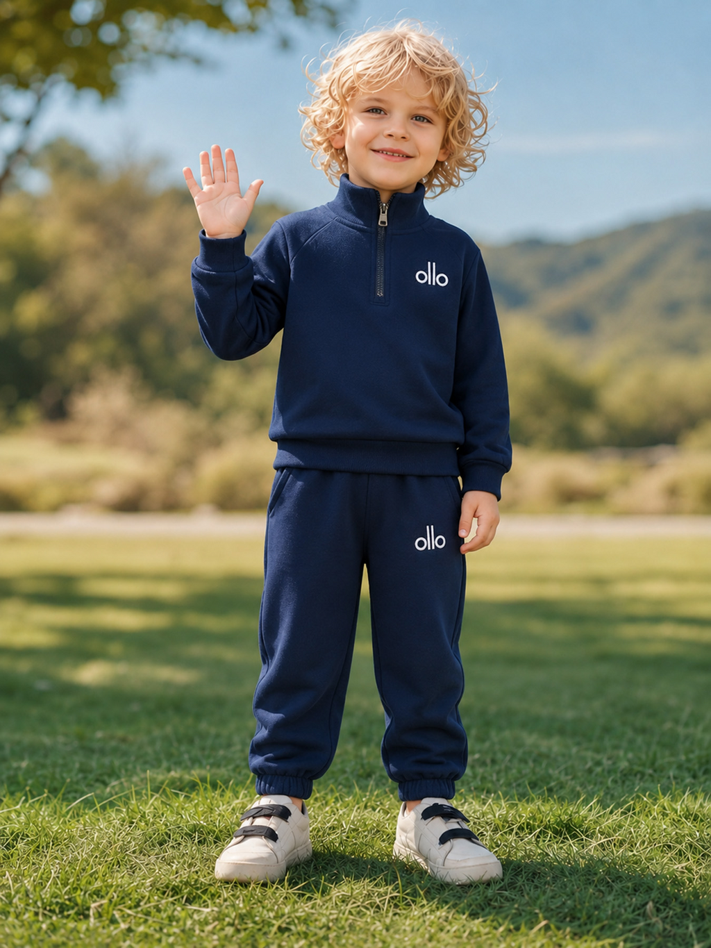 Modern Chic All-Season Casual Sporty Autumn 2-Piece Boys' Pants Suit, Ages 4-14 | Color: Navy | Image 1