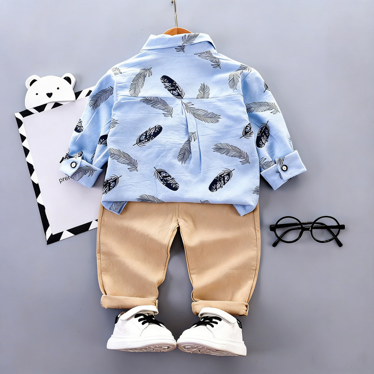 Minimalist Spring 2-Piece Baby Boys' Pants Suit, Ages 9-24 Months | Color: Blue | Image 3