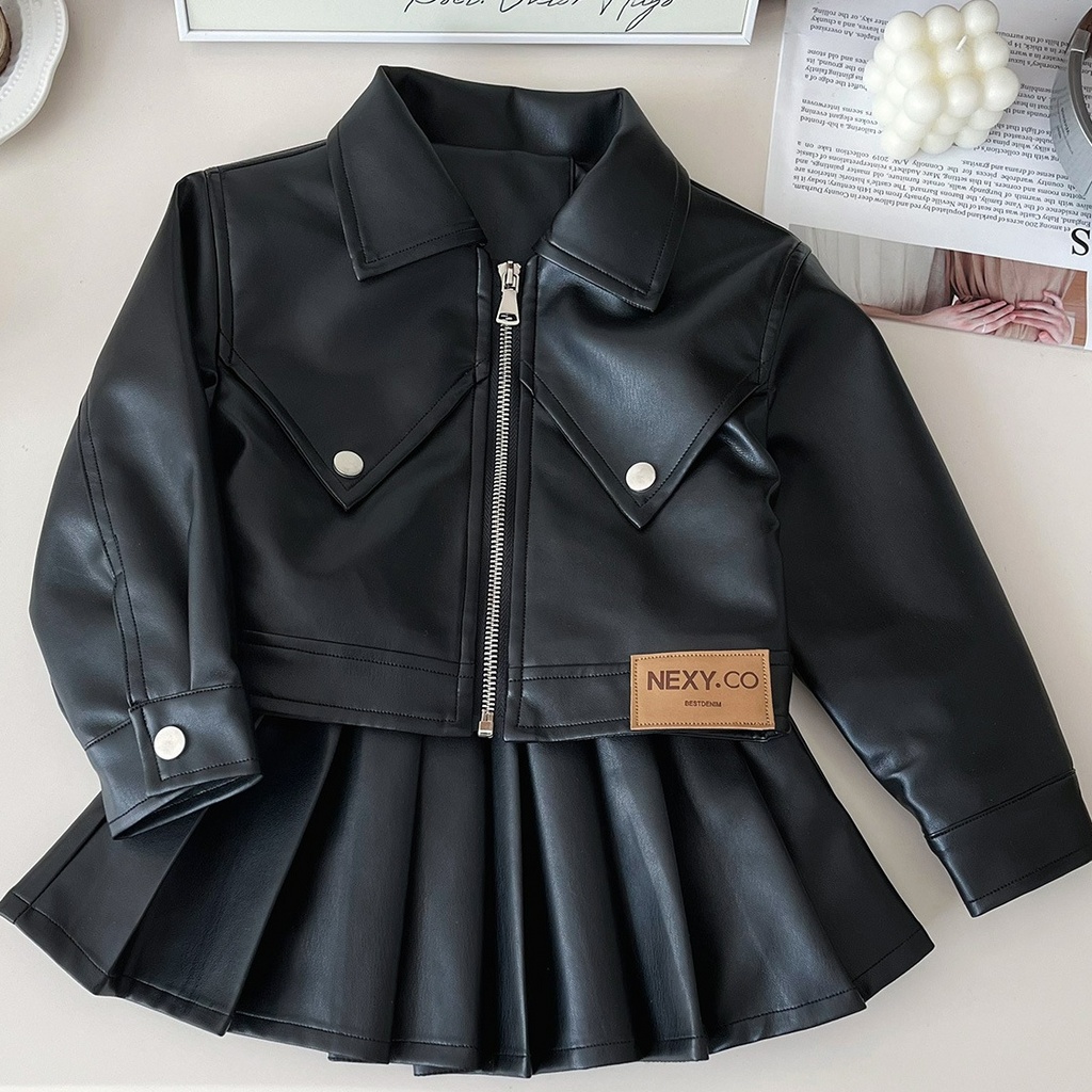 Modern Chic All-Season Trendy Autumn 2-Piece Girls' Dress Suit, Ages 2-9 | Color: Black | Image 1