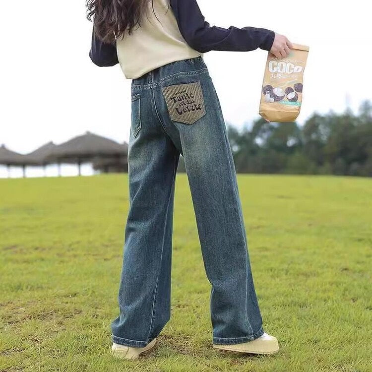 Casual Sporty Autumn Girls' Jeans, Ages 4-14 | Color: Blue | Image 1