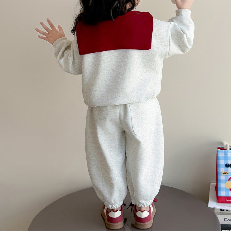 Casual Sporty Autumn 2-Piece Girls' Pants Suit, Ages 2-9 | Color: As the Picture | Image 3