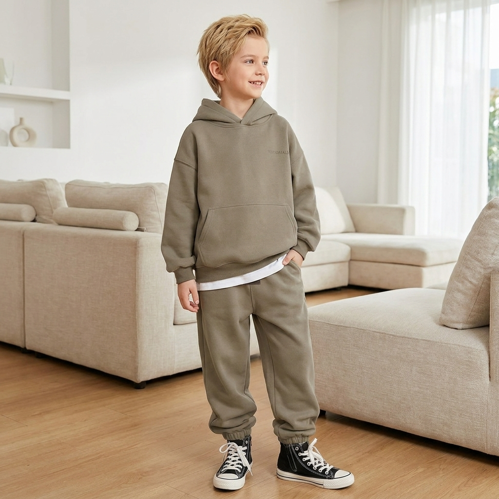 Modern Chic All-Season Minimalist Spring 2-Piece Boys' Pants Suit, Ages 4-14 | Color: Grey | Image 2
