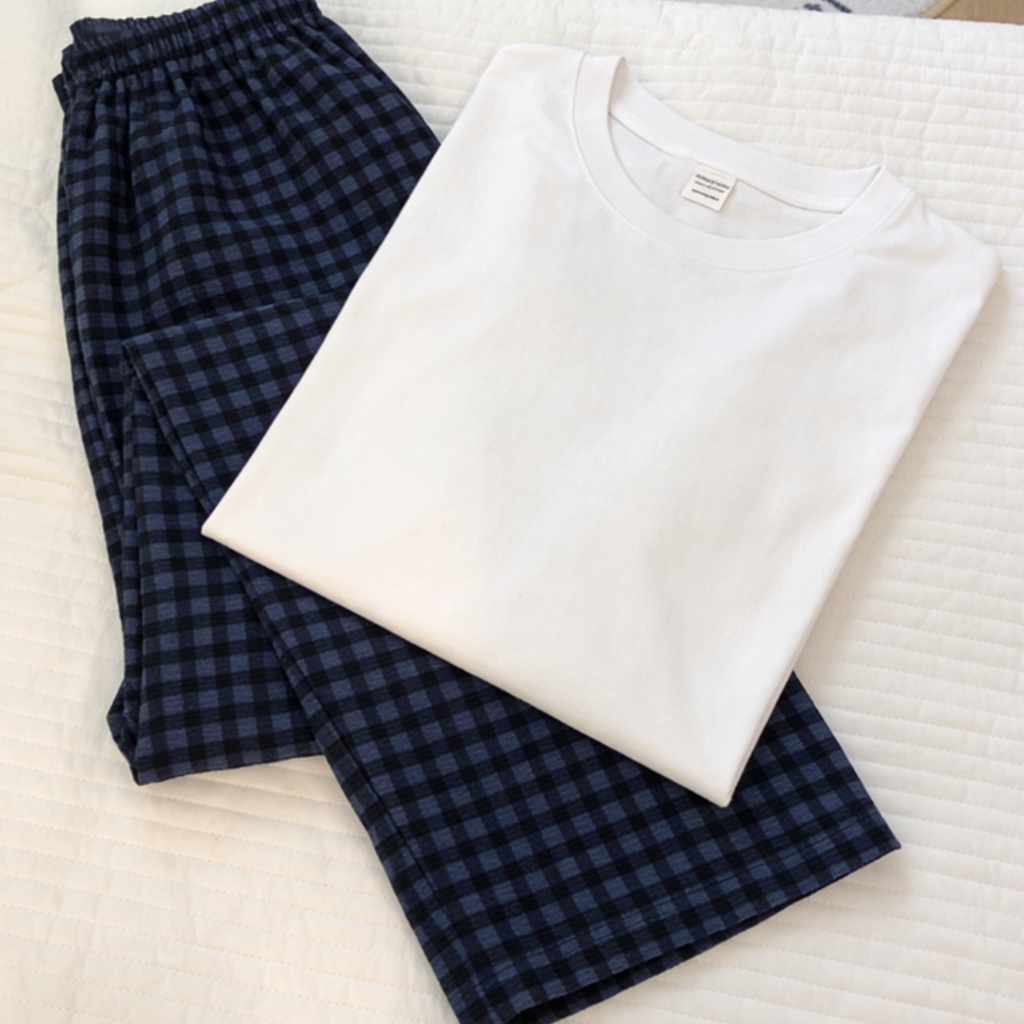 Sweet Feminine Summer 2 Pcs Women 's Short  Sleeve Sleep Set | Color: Style 1 | Image 1