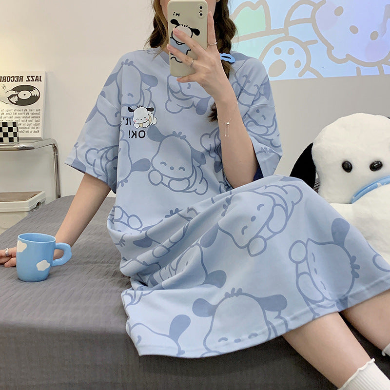 Sweet Feminine Summer Women 's Short  Sleeve Sleep Dress | Color: Style 3 | Image 1