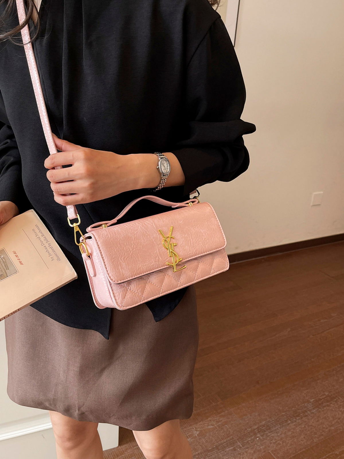 Modern Chic All-Season PU/Artificial Leather/Microfiber Leather Women's Crossbody Bags Box Bags | Color: Pink | Image 1