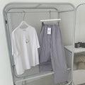 Modern Chic All-Season Minimalist Summer 2 Pcs Women 's Short  Sleeve Sleep Set | Color: Grey | Image 1