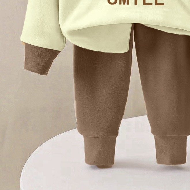 Minimalist Winter 2-Piece Unisex Kids' Pajama Set, Ages 2-9 | Color: Coffee | Image 2