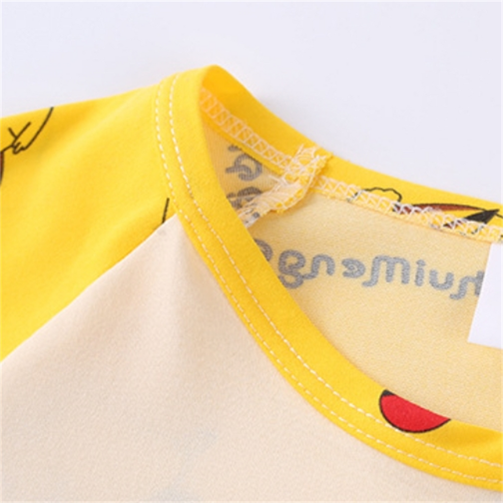 Modern Chic All-Season Minimalist Autumn 2-Piece Unisex Kids' Pajama Set, Ages 2-11 | Color: Yellow | Image 3