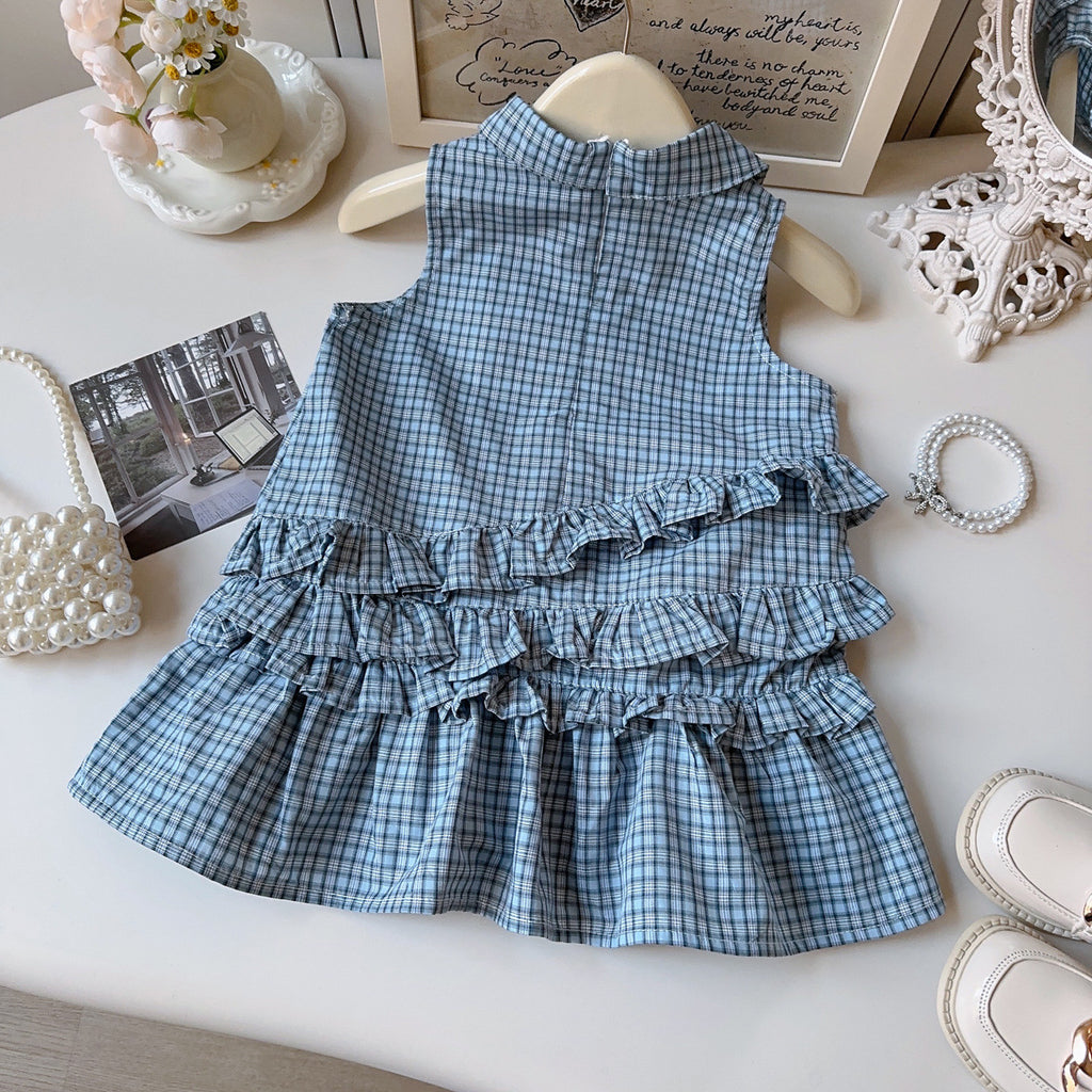 Casual Sporty Summer Girls' A-Line Dress, Ages 2-7 | Color: Blue | Image 3
