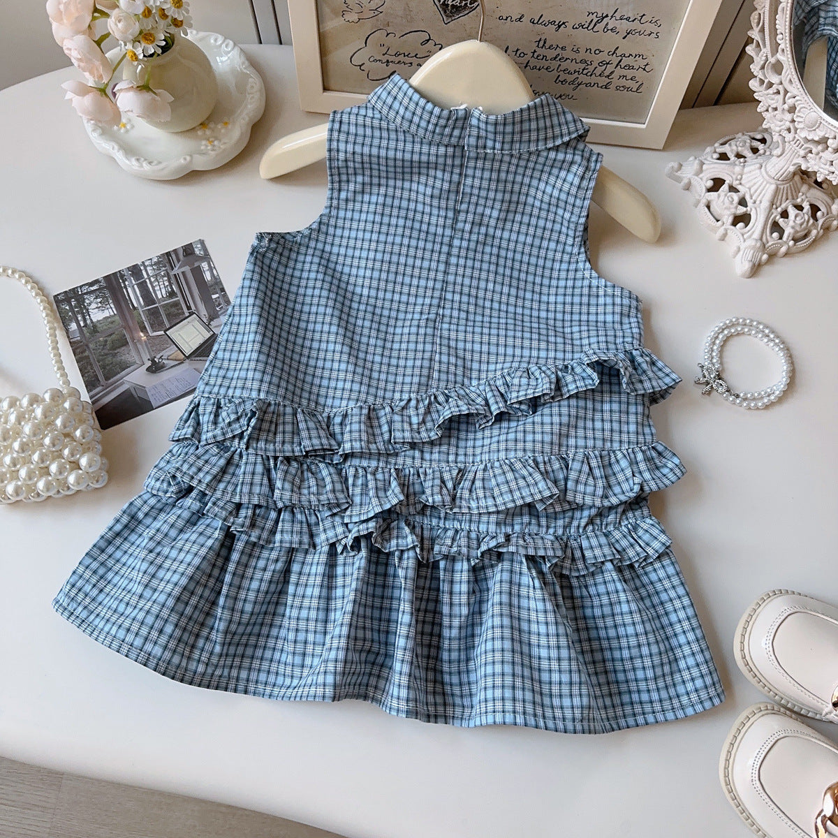 Casual Sporty Summer Girls' A-Line Dress, Ages 2-7 | Color: Blue | Image 3