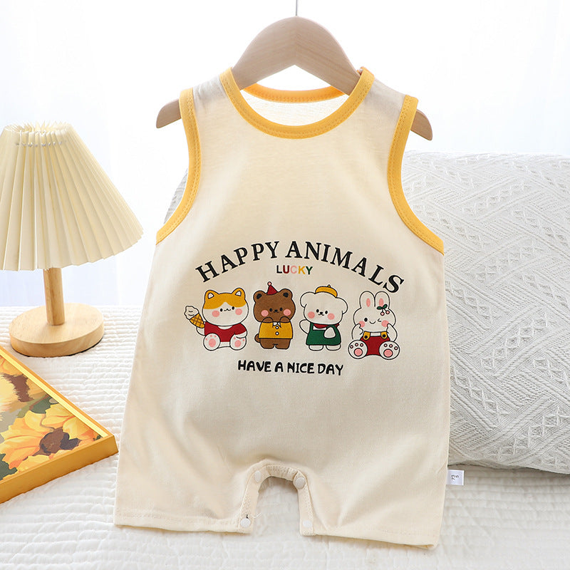 Minimalist Summer Unisex Baby Jumpsuit, Ages 1-12 Months | Color: Yellow | Image 1