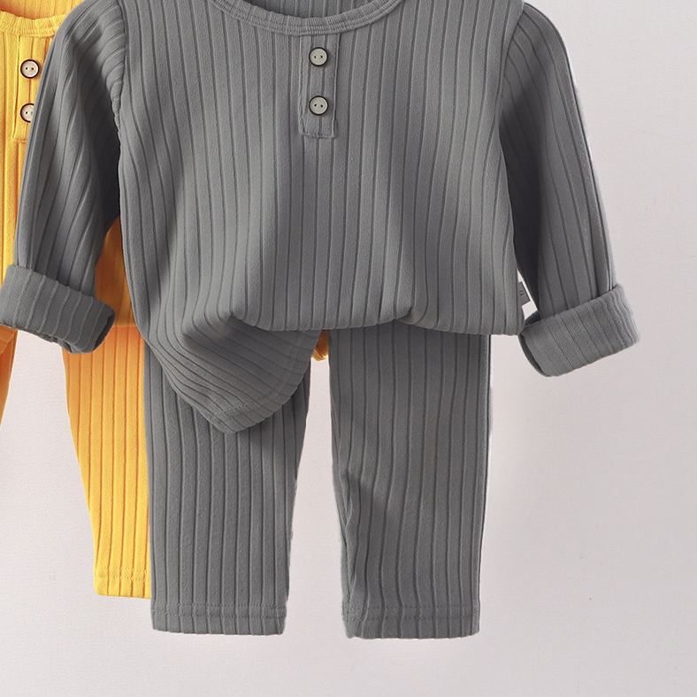 Minimalist Winter 2-Piece Unisex Kids' Pajama Set, Ages 2-9 | Color: Grey | Image 2