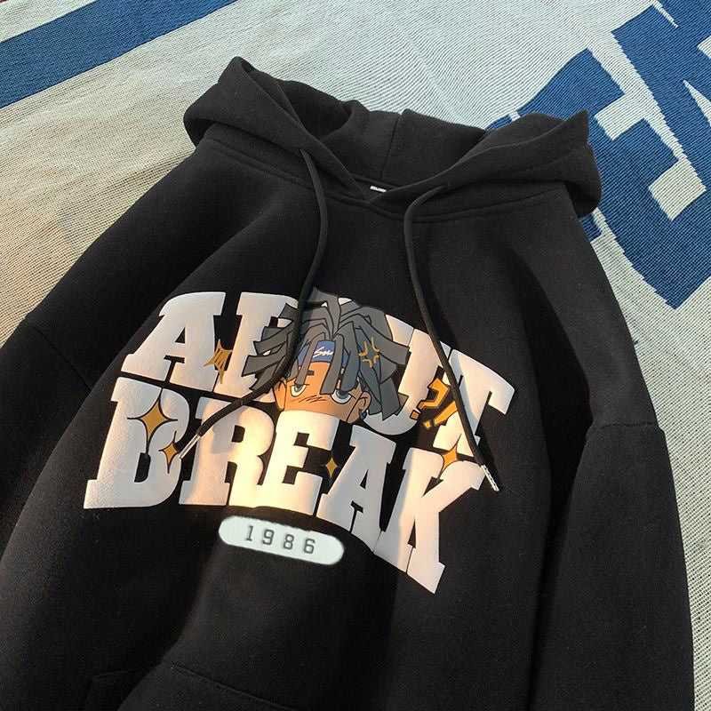 Modern Chic All-Season Minimalist Autumn Boys' Hoodie, Ages 4-14 | Color: Black | Image 1