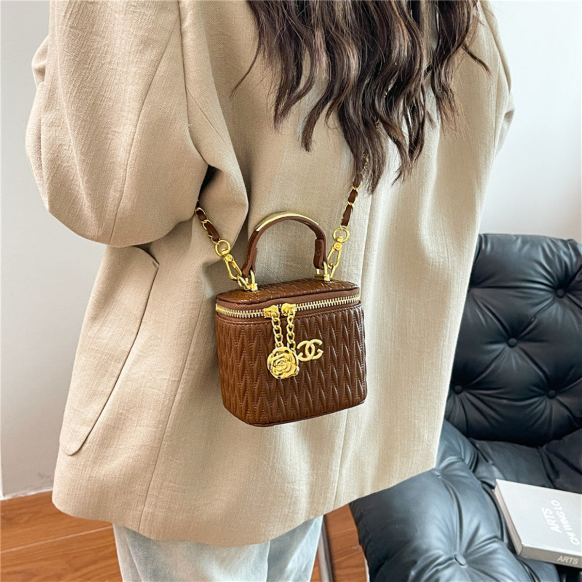 Modern Chic All-Season PU/Artificial Leather/Microfiber Leather Women's Handbags Box Bags | Color: Coffee | Image 2