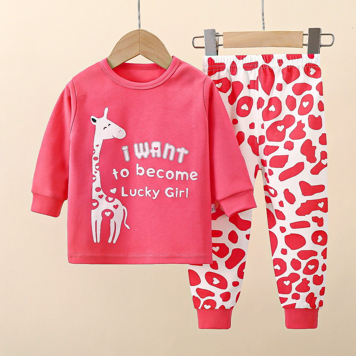 Minimalist Autumn 2-Piece Girls' Pajama Set, Ages 2-9 | Color: Style 3 | Image 1