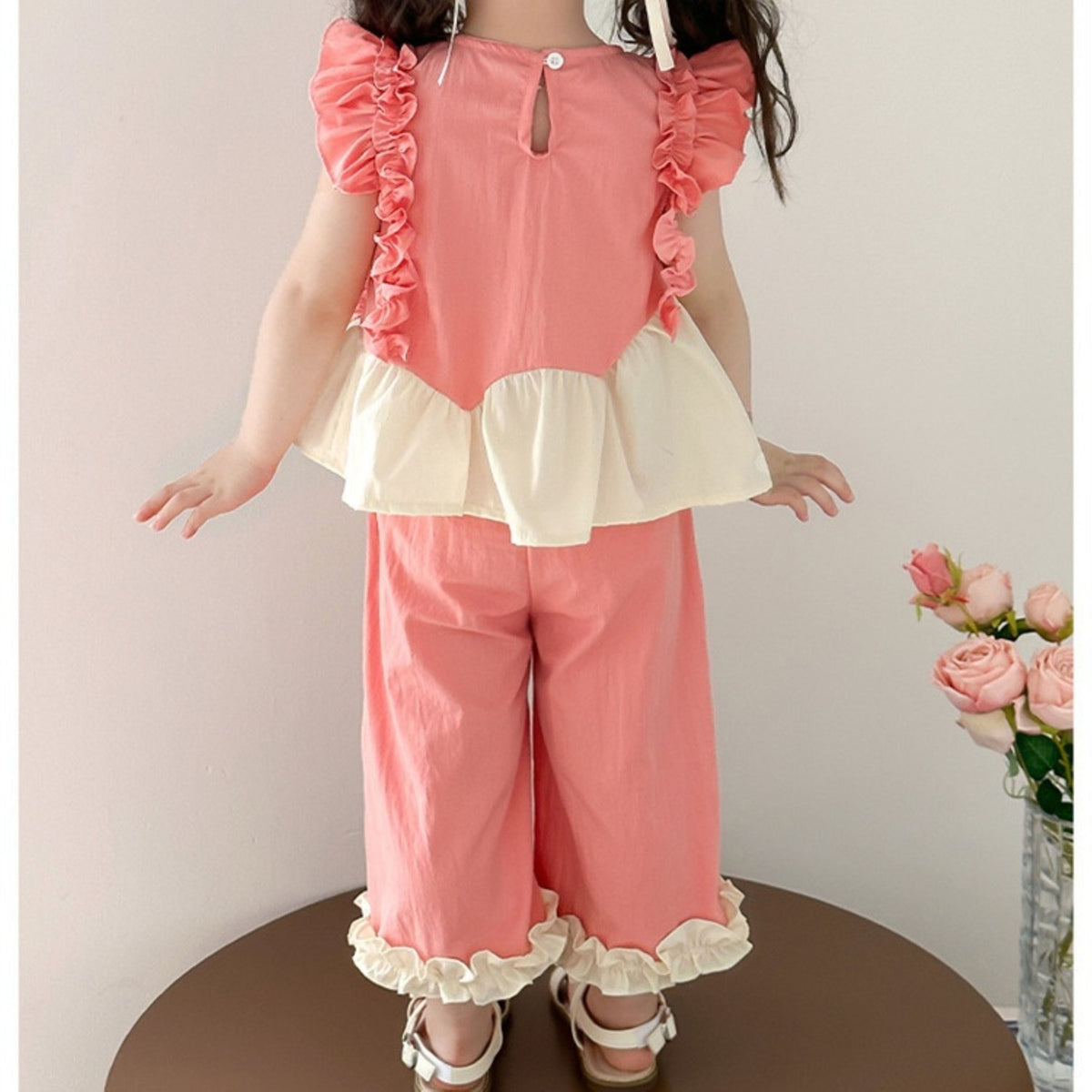 Casual Sporty Summer 2-Piece Girls' Pants Suit, Ages 2-9 | Color: Pink | Image 2