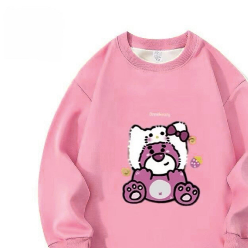 Modern Chic All-Season Minimalist Autumn Unisex Kids' Sweatshirt, Ages 2-14 | Color: Pink | Image 3