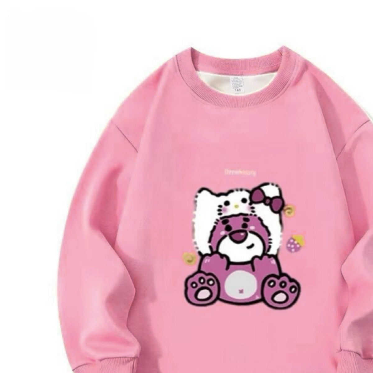 Modern Chic All-Season Minimalist Autumn Unisex Kids' Sweatshirt, Ages 2-14 | Color: Pink | Image 3