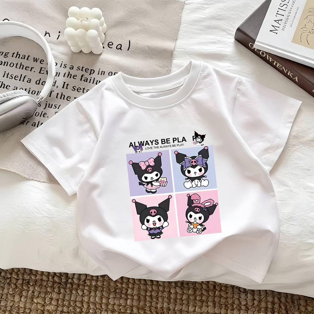 Modern Chic All-Season Casual Sporty Summer Unisex Kids' T-Shirt, Ages 2-9 | Color: White | Image 1