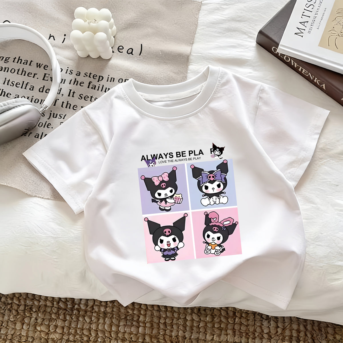 Modern Chic All-Season Casual Sporty Summer Unisex Kids' T-Shirt, Ages 2-9 | Color: White | Image 1
