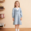 Preppy Autumn Girls' A-Line Dress, Ages 2-7 | Color: Blue | Image 1