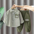 Trendy Autumn 2-Piece Boys' Pants Suit, Ages 2-9 | Color: Green | Image 1