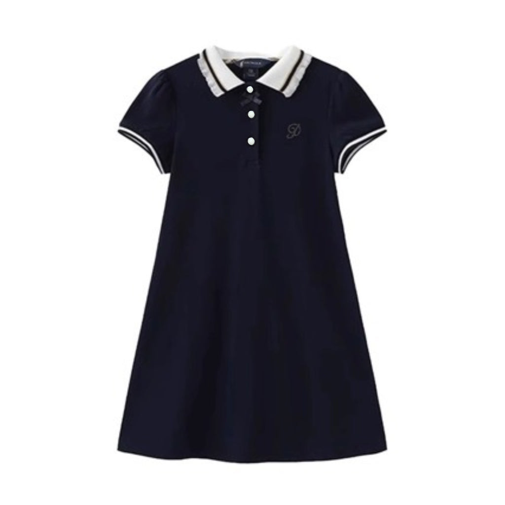 Minimalist Summer Girls' Tee Dress, Ages 4-14 | Color: Navy | Image 2